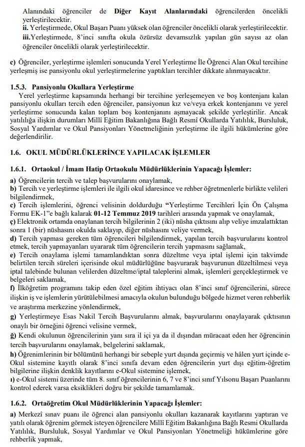 2019 LGS Tercih Ve Yerleştirme Kılavuzu Yayımlandı